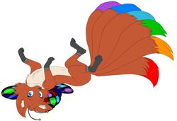  alynna antennae_(anatomy) canid canine fairy female feral fox hi_res mammal multi_tail rainbow sparklefur tail unknown_artist 