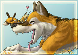  2008 anthro anthro_on_feral big_mango blue_background brown_body brown_fur canid canine canis dated dipstick_tail domestic_dog duo extreme_size_difference female female_anthro fennec_fox feral foshu foshu_(character) fox fur gentle_giant heart_symbol intraspecies intraspecies_bestiality kissing larger_feral larger_male looking_at_another male male_feral mammal markings on_snout open_mouth pawpads paws signature simple_background size_difference size_play smaller_anthro smaller_female tail tail_markings tongue tongue_out true_fox watermark white_body white_fur yellow_body yellow_eyes yellow_fur zoophilia 