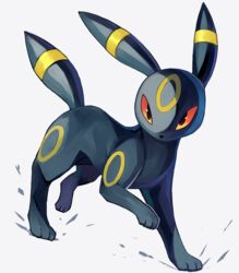  commentary_request full_body legs_up looking_at_viewer no_humans pokemon pokemon_(creature) solo tail tesshii_(riza4828) umbreon white_background 