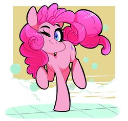  2017 better_version_at_source blue_eyes blush bubble cutie_mark digital_media_(artwork) earth_pony equid equine eyelashes female feral friendship_is_magic hair hasbro hi_res horse looking_at_viewer mammal my_little_pony pink_hair pinkie_pie_(mlp) pony smile solo sourspot 