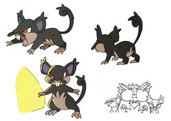  absurd_res alolan_form alolan_raticate alolan_rattata black_body black_fur buckteeth concept_art digital_media_(artwork) feral fur generation_7_pokemon hi_res male mammal model_sheet nintendo official_art on_hind_legs pokemon pokemon_(species) quadruped red_eyes regional_form_(pokemon) rodent simple_background solo teeth unknown_artist white_background 