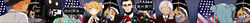  2boys 4girls abraham_lincoln acfun acfun_girl american_flag artist_request backwards_hat bad_link bald_eagle baseball_cap beard bird black_eyes black_hair black_hat black_necktie black_suit blonde_hair blue_bow blue_hair blush bow bun_cover camera cameraman character_request chinese_text closed_mouth collared_shirt death double_bun eagle facial_hair facing_away formal green_hair hair_between_eyes hair_bun hair_ribbon hands_up hat heart heart-shaped_pupils heart_hands highres long_hair long_sleeves looking_at_another looking_at_viewer microphone multiple_boys multiple_girls neck_ribbon necktie official_art orange_hair out_of_frame own_hands_clasped own_hands_together photoshop_(medium) real_life red_ribbon reed_girl ribbon shirt short_eyebrows short_hair smile speech_bubble suit sweatdrop swept_bangs symbol-shaped_pupils thick_eyebrows translated trend_girl two_side_up upper_body video_camera white_hair white_shirt wide_image yellow_eyes 