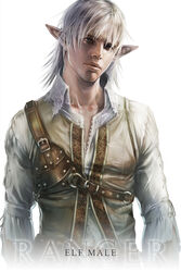  1boy blue_eyes elf fantasy hage2013 highres lineage male_focus painttool_sai_(medium) player_character_(lineage) pointy_ears realistic solo tunic white_hair 