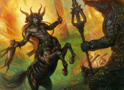  ambiguous_gender bodypaint bone centaur clothed clothing corpse death detailed_background dutch_angle equid equid_taur european_mythology feral fire forest greek_mythology hasbro headdress holding_object holding_weapon humanoid_taur looking_down magic:_the_gathering male mammal mammal_taur muscular muscular_male mythology official_art on_hind_legs outside plant sculpture solo statue taur three-quarter_view topless tree vines volkan_baga weapon wizards_of_the_coast worship xenagos young young_ambiguous young_feral 