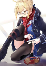  akiru fate/grand_order heels heroine_x_alter megane seifuku stockings thighhighs 