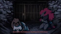  ambiguous_gender anthro bars canid canine duo eevee feral generation_1_pokemon generation_3_pokemon generation_5_pokemon hybrid mammal nintendo pokemon pokemon_(species) prison sivera_(zigzagoon) spacesmilodon zigzagoon zoroark 