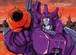  1boy 80s decepticon galvatron highres mecha oldschool oohira_shinya red_eyes solo transformers 