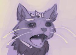  2019 ambiguous_gender crying_cat digital_media_(artwork) domestic_cat eyebrows fangs felid feline felis grey_background headshot_portrait league_of_legends mammal meme napalm_express open_mouth portrait reaction_image riot_games simple_background solo teeth tencent whiskers yuumi_(lol) 