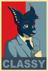  alcohol anthro barack_obama_&quot;hope&quot;_poster beverage clothing dunnowhattowrite hi_res male necktie pasterz pokefox print restricted_palette solo suit whiskey 