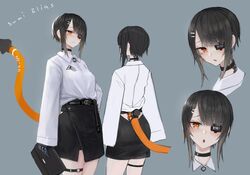  :o bad_id bad_twitter_id belt blouse collar cyberpunk earrings eyepatch female gradient jewelry mechanical_arms mihato_senba multiple_views original prosthesis shirt short_hair skirt sleeves_past_wrists standing sumi_elias swept_bangs tail thigh_strap white_shirt 