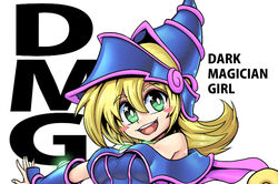  bare_shoulders blonde_hair blush_stickers bracer breasts dark_magician_girl eyebrows_visible_through_hair female godichi green_eyes hair_between_eyes hat long_hair looking_at_viewer medium_breasts open_mouth simple_background smile solo tongue upper_body upper_teeth white_background wizard_hat yu-gi-oh! 