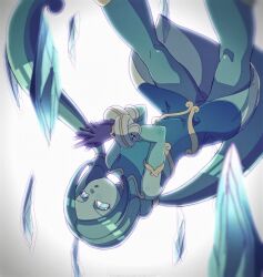  :o aqua_dress aqua_eyes aqua_hair aqua_leggings aqua_skin blurry crystal depth_of_field detached_sleeves dragon_ball dragon_ball_heroes dress female floating_hair gloves hashtag-only_commentary highres lagss looking_at_viewer low_twintails no_pupils open_mouth otyumamii own_hands_together parted_bangs purple_gloves see-through see-through_dress sleeveless sleeveless_dress solo twintails upside-down white_background 