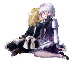  2girls ariori_haberi bad_id bad_pixiv_id blonde_hair collar izayoi_sakuya kirisame_marisa leash multiple_girls touhou yuri 