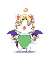  bad_id bad_pixiv_id blonde_hair cape celes_chere celes_chere_(cosplay) cosplay final_fantasy final_fantasy_vi green_leotard headband kirishima_satoshi leotard long_hair moogle no_humans photoshop_(medium) solo wig wings 