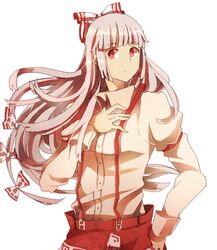  azya bad_id bad_pixiv_id female fujiwara_no_mokou long_hair oekaki shirt solo suspenders touhou 