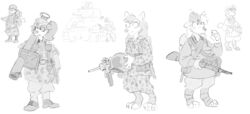  absurd_res ankle_wraps anti-tank_gun axel_(character) bear blizzard_entertainment blowtorch camo canid clothing female fg-42 gun hell_let_loose hi_res hilda_(warcraft) li_li_stormstout luftwaffe m3_grease_gun m4_sherman m4_sherman_(tank) male mammal monochrome mosin-nagant pandaren panzerfaust pilotka ppsh-41 ranged_weapon rocket_launcher russian sherman_(tank) simple_background soviet_union spinater tank uniform vehicle warcraft weapon were werecanid white_background worgen world_war_2 young_(lore) 