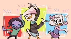  anatid anseriform apodiform avian bird crossover disney duck ducktales ducktales_(2017) freckles group hi_res hummingbird keep_your_hands_off_eizouken! lechepop lena_(ducktales) violet_sabrewing webby_vanderquack 