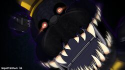  16:9 2023 animatronic anthro attack bared_teeth bear bite black_background black_body black_nose blurred_character bow_tie brain clothing digital_media_(artwork) five_nights_at_freddy&#039;s five_nights_at_freddy&#039;s_4 glowing glowing_body glowing_eyes hat headgear headwear hi_res jaws jumpscare looking_at_viewer machine male mammal metal nightmare_(fnaf) open_mouth organs red_eyes robot rotting scary scottgames sharp_teeth simple_background solo squirrelman teeth top_hat topwear translucent translucent_body widescreen wire withered 