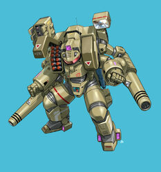  arm_cannon armor assault_visor blue_background choujikuu_yousai_macross clenched_hands creator_connection crossover daicon derivative_work destroid energy_cannon fusion gun helmet highres holding holding_gun holding_weapon johnny_rico lights macross mecha mercy_rabbit missile_pod mobile_infantry no_humans parody power_armor radio_antenna realistic robot science_fiction simple_background solo squatting starship_troopers style_parody tomahawk_(destroid) u.n._spacy uchuu_no_senshi weapon 