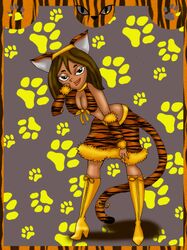  boots cat_costume cat_ears cleavage courtney_(tdi) drago-flame female female_only headband high_heel_boots high_heels human human_only latina looking_at_viewer solo straight_hair tail total_drama_island 