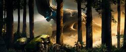  bioluminescence concept_art epic forest giant_monster glowing gun kaijuu karloff monster nature official_art pacific_rim soldiers weapon 