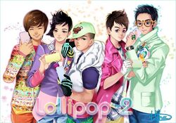  baseball_cap bigbang black_hair blazer brown_eyes brown_hair closed_eyes copyright_name daesung denim earrings flower g-dragon glasses gloves hat hat_over_one_eye jeans jewelry k-pop lapel_pin looking_at_viewer male male_focus multiple_boys musician orange_pants pants phone ring seungri_(bigbang) skeletal_print smile smiley sweater t.o.p_(bigbang) taeyang tie_dye vest 