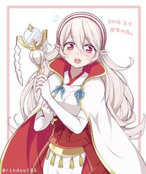  commentary_request corrin_(female)_(fire_emblem) corrin_(fire_emblem) cosplay female fire_emblem fire_emblem_fates hairband hiyori_(rindou66) japanese_clothes kimono long_hair looking_at_viewer pointy_ears purple_eyes sakura_(fire_emblem) sakura_(fire_emblem)_(cosplay) simple_background solo staff white_hair 