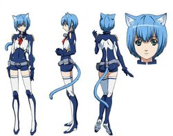  aqua asobi_ni_iku_yo! back_jingle_bell blue_hair bodysuit boots cat_ears cat_girl cat_tail closed_mouth eyes female female female fringe full_body gloves kemonomimi melwin monster_girl short_hair side_view simple_background socks solo stand standing suit tail white_background 