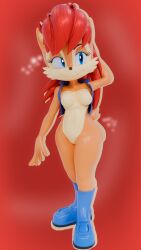  3d_(artwork) archie_comics ass big_butt blue_eyes breasts brown_body brown_fur chipmunk clothed clothing digital_media_(artwork) female fur ground_squirrel hair hi_res mammal rodent rotalice2 sally_acorn sciurid sega simple_background smile solo sonic_the_hedgehog_(archie) sonic_the_hedgehog_(comics) sonic_the_hedgehog_(series) tail topwear tree_squirrel 