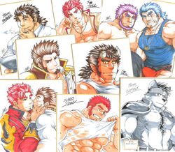  6+boys akashi_(live_a_hero) bara beard beard_stubble black_tank_top blue_eyes broken_horn brown_hair chest_hair cigarette company_connection couple facial_hair fafnir_(f-kare) fate/grand_order fate_(series) foreplay full_beard furry furry_male goatee grey_fur horkeu_kamui horns jormungandr_(f-kare) large_pectorals lifting_own_clothes live_a_hero long_sideburns looking_at_viewer male_focus mature_male mononobe_kyoma monster_boy multiple_boys muscular muscular_male napoleon_bonaparte_(fate) navel nekros_(f-kare) nipples ogre orgus_(f-kare) pectoral_cleavage pectorals photo_(medium) scar scar_on_face scar_on_nose seductive_smile see-through shikishi shirt short_hair shoukan_yuusha_to_f-kei_kareshi sideburns sidepec smile stomach stubble sunfight0201 sweat tank_top thick_eyebrows tokyo_afterschool_summoners tusks two-tone_fur upper_body wet wet_clothes wet_shirt wolf_boy yaoi 