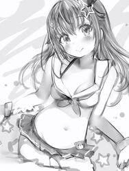  bad_id bad_twitter_id belly bikini bikini_skirt blush breasts closed_mouth contrapposto cowboy_shot female greyscale hair_flaps hair_ornament hair_ribbon head_tilt highres hololive inactive_account long_hair looking_at_viewer medium_breasts monochrome nanashi_(nlo) navel neckerchief official_alternate_costume pleated_skirt ribbon sailor_bikini sailor_collar skirt smile solo standing star_(symbol) star_hair_ornament stomach swimsuit tokino_sora tokino_sora_(hololive_summer_2019) virtual_youtuber wristband 