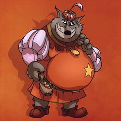  1:1 2023 anthro belly big_belly black_nose canid canine canis clothing disney grey_body hat headgear headwear korndoggychub male mammal money overweight overweight_male robin_hood_(disney) sheriff_of_nottingham solo wolf 