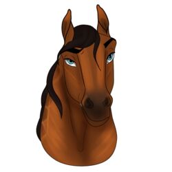  1:1 2022 alpha_channel amber18db ambiguous_gender blue_eyes brown_body brown_hair brown_mane digital_media_(artwork) dolero equid equine eyebrows feral hair headshot_portrait horse looking_at_viewer mammal mane portrait simple_background smile solo 