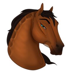  1:1 2022 alpha_channel amber18db ambiguous_gender blue_eyes brown_body brown_hair brown_mane digital_media_(artwork) dolero equid equine eyebrows feral hair headshot_portrait horse looking_at_viewer mammal mane portrait simple_background smile solo 