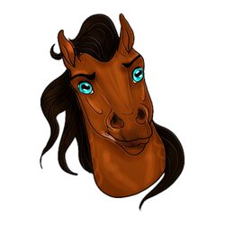  1:1 2021 alpha_channel amber18db ambiguous_gender blue_eyes brown_body brown_hair brown_mane digital_media_(artwork) dolero equid equine eyebrows feral hair headshot_portrait horse looking_at_viewer low_res mammal mane portrait simple_background solo 