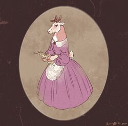  2020 anthro breasts clothed clothing deer digital_media_(artwork) dress female mammal new_world_deer reindeer solo thelupinprincess 