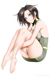  banned_artist bare_legs barefoot black_hair closed_mouth cosplay female full_body gradient_hair grey_eyes grey_shirt grey_skirt high-waist_skirt highres hugging_own_legs kimmy77 looking_at_viewer miniskirt multicolored_hair penny_polendina penny_polendina_(cosplay) red_hair ruby_rose rwby shiny shiny_hair shirt short_hair simple_background skirt sleeveless sleeveless_shirt smile solo suspender_skirt suspenders white_background 