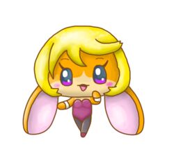  alpha_channel anthro chibi female fur ikemenmametchi lagomorph leporid low_res mammal orange_body orange_fur purple_eyes rabbit solo tamagotchi tangobunny 