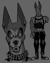  4:5 alternative_fashion anthro bottomwear canid canine canis clothing collar converse denim denim_bottomwear denim_clothing dobermann domestic_dog ear_piercing facial_piercing gauged_ear grey_background greyscale half-closed_eyes jeans juicyghost male mammal monochrome muscle_tone muscular muscular_anthro muscular_male narrowed_eyes nose_piercing nose_ring pants piercing pinscher punk ring_piercing shirt simple_background snarling solo spiked_collar spikes tank_top topwear torn_bottomwear torn_clothing torn_pants 