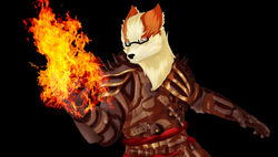  anthro arcanine armor blue_byte_(game_developer) clothed clothing emarcanine eyewear fire for_honor_(game) gauntlets generation_1_pokemon glasses gloves handwear knight male nintendo pokemon pokemon_(species) psycoticsnake shoulder_pads simple_background warrior 