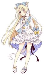  :p animal animal_ear_fluff animal_ears animal_on_shoulder bell black_choker blonde_hair blue_bow blue_eyes blush bow cat_ears cat_girl cat_tail choker closed_mouth commentary_request diagonal_stripes dress female frilled_sleeves frills full_body hair_between_eyes hairbow head_tilt highres jingle_bell long_hair long_sleeves neck_bell original rabbit rabbit_on_shoulder sakura_oriko shoes simple_background smile solo standing striped striped_bow tail tongue tongue_out very_long_hair white_background white_dress white_footwear wide_sleeves yellow_bow 