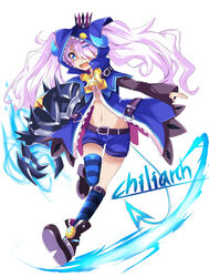  artist_request blue_eyes chiliarch_(elsword) crown elsword female full_body horns luciela_r._sourcream solo thighhighs twintails white_background white_hair young 