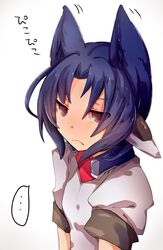  animal_ears bad_id bad_pixiv_id blue_hair blush bodysuit dog_ears female flat_chest kaze_yaku kyoukaisenjou_no_horizon red_eyes satomi_yoshiyasu short_hair solo sound_effects_only 