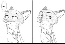  anthro avoid_posting canid canine disney fox male mammal monochrome nick_wilde rem289 solo zootopia 