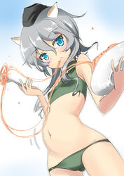  :t animal_ears bare_shoulders belly big_belly blue_eyes blush cat_ears cat_girl commentary_request female food fork full_stomach garrison_cap giuseppina_ciuinni green_panties grey_hair hat holding holding_fork holding_plate long_hair midriff navel panties pasta plate solo spaghetti stomach_bulge strike_witches:_suomus_misfits_squadron underwear world_witches_series yuzuyoukan 