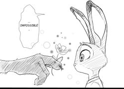  anthro avoid_posting canid canine disney duo female fox judy_hopps lagomorph leporid long_ears male mammal monochrome nick_wilde rabbit rem289 zootopia 