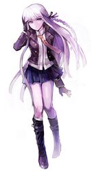  bad_id bad_pixiv_id boots braid danganronpa:_trigger_happy_havoc danganronpa_(series) female gloves khj kirigiri_kyoko knee_boots long_hair necktie purple_eyes purple_hair ribbon skirt socks 