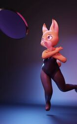  2023 3d_(artwork) buckteeth bunny_costume clothing conditional_dnp costume countershade_face countershade_torso countershading crossed_arms digital_media_(artwork) eyebrows fur hi_res lagomorph legwear leporid looking_away looking_up mammal nylons open_mouth orange_body orange_fur purple_eyes rabbit raised_arms raised_leg scut_tail short_tail solo standing stockings tail teeth tohupo tongue wide_hips 