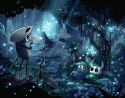  1other 2boys bell bug butterfly egg electricity firefly flying grass hollow_eyes hollow_knight knight_(hollow_knight) lance leaf lying mamoru_mikokoro map mask md5_mismatch multiple_boys mushroom nail_(hollow_knight) nature paper plant polearm quirrel sleeping standing sunlight the_last_stag tree vines weapon wings 