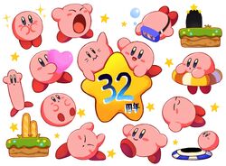  2024 air_buble alien ambiguous_gender anniversary bourbon_(kirby) colored digital_media_(artwork) floatie gesture group inflatable inner_tube japanese_description japanese_text kirby kirby&#039;s_dream_course kirby&#039;s_dream_land kirby_(series) multiple_images multiple_poses nintendo number open_mouth pasutahosi pink_body pink_heart pose smile smiling_at_viewer stretching swimming text waddling_head walking warp_star waving waving_at_viewer yellow_star 